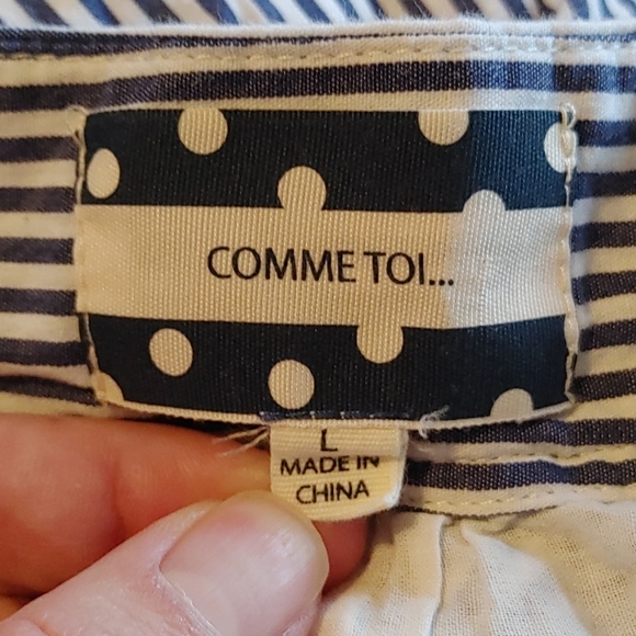 COMME TOI Striped Skater Skirt with Pockets - Picture 7 of 10